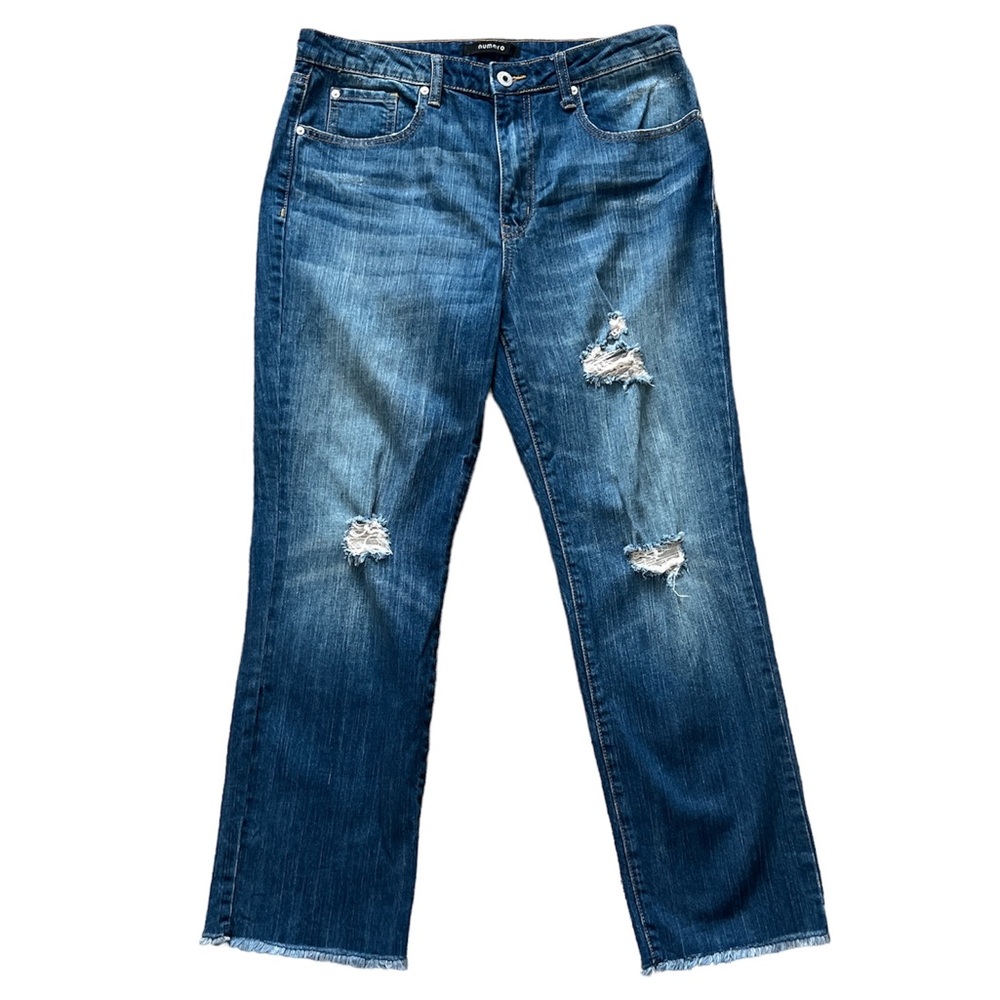 Numero Distressed High Rise Frayed‎ Hem Phoenix Straight Crop Jeans Size 30